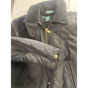 Lauren Ralph Lauren Black Quilted & Corduroy Classy Shooting Jacket-Size S (P/P)